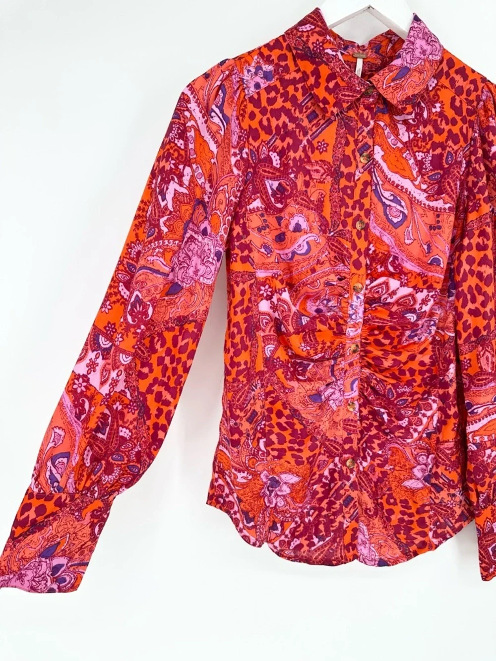Free People Bianca Printed Blouse Top